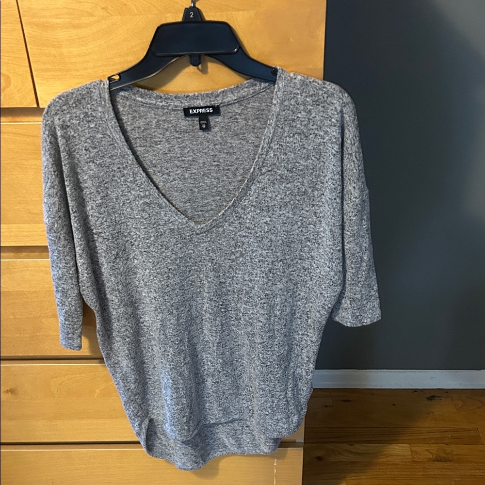 Express Heather Gray Knit Top